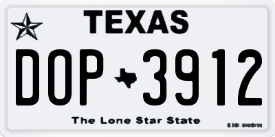TX license plate DOP3912