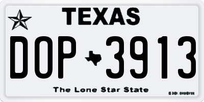 TX license plate DOP3913