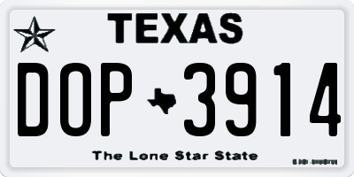 TX license plate DOP3914