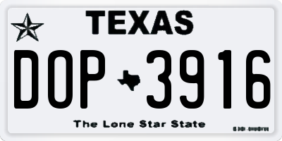 TX license plate DOP3916