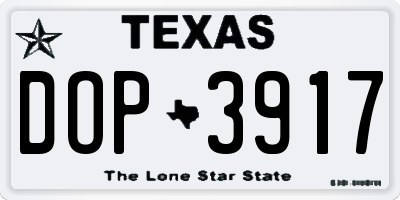 TX license plate DOP3917
