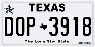 TX license plate DOP3918