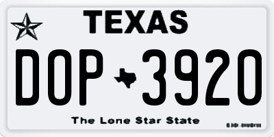 TX license plate DOP3920