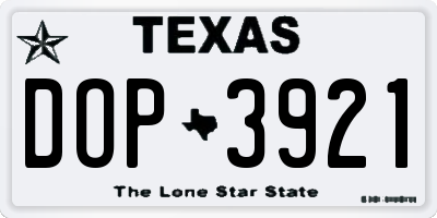 TX license plate DOP3921
