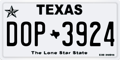 TX license plate DOP3924