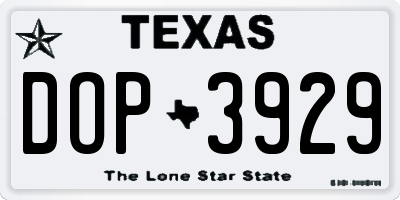 TX license plate DOP3929