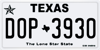 TX license plate DOP3930