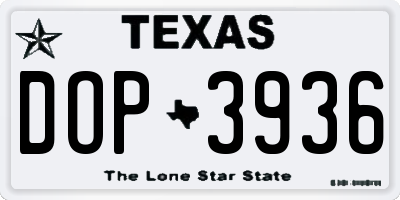 TX license plate DOP3936