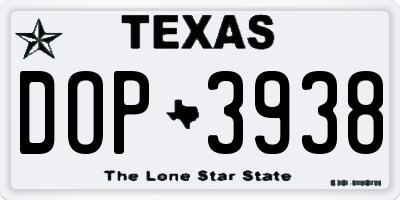 TX license plate DOP3938