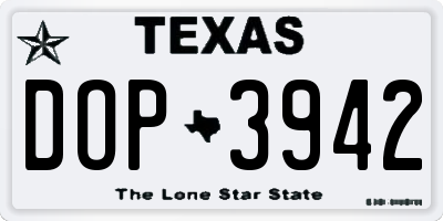 TX license plate DOP3942