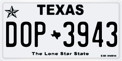 TX license plate DOP3943