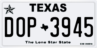 TX license plate DOP3945