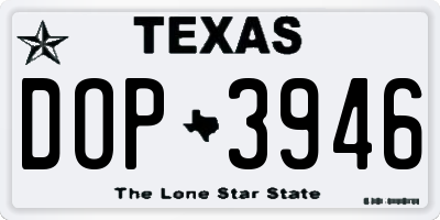 TX license plate DOP3946