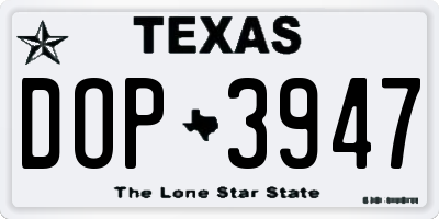 TX license plate DOP3947