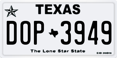 TX license plate DOP3949