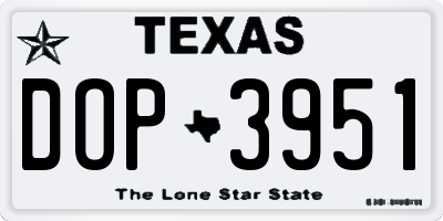 TX license plate DOP3951