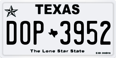 TX license plate DOP3952