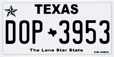 TX license plate DOP3953