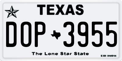 TX license plate DOP3955