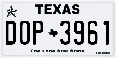 TX license plate DOP3961