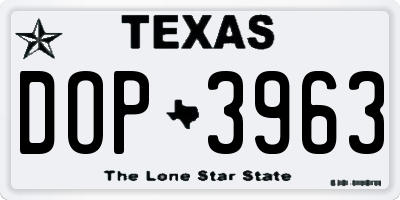 TX license plate DOP3963