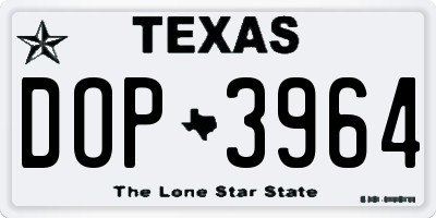 TX license plate DOP3964