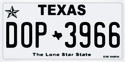 TX license plate DOP3966