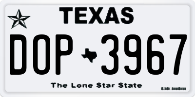 TX license plate DOP3967