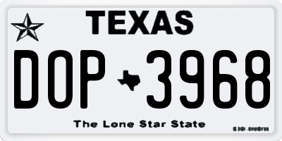 TX license plate DOP3968