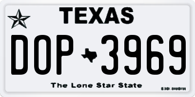 TX license plate DOP3969
