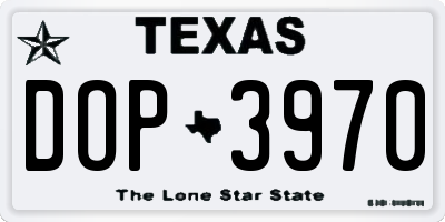 TX license plate DOP3970