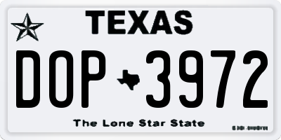 TX license plate DOP3972