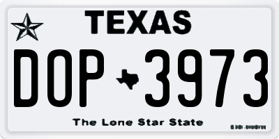 TX license plate DOP3973
