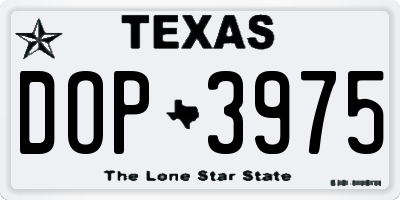 TX license plate DOP3975