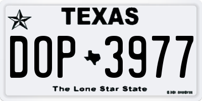 TX license plate DOP3977