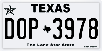 TX license plate DOP3978
