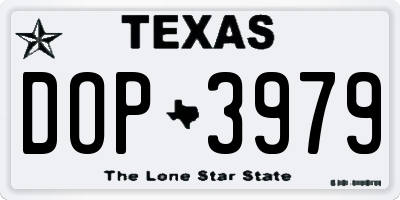 TX license plate DOP3979