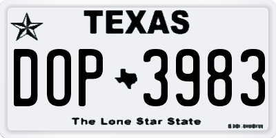 TX license plate DOP3983