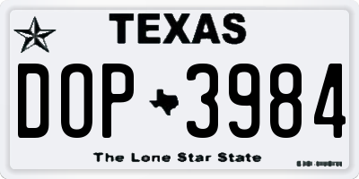 TX license plate DOP3984