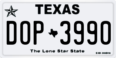 TX license plate DOP3990