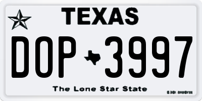TX license plate DOP3997