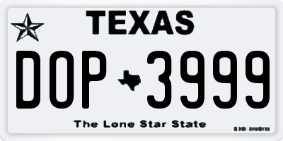 TX license plate DOP3999