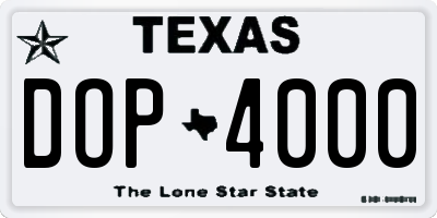 TX license plate DOP4000