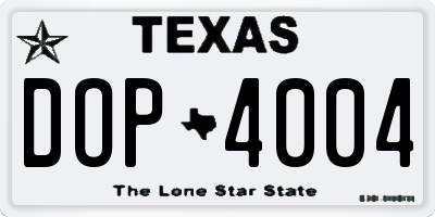 TX license plate DOP4004