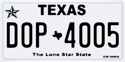 TX license plate DOP4005