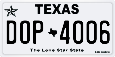 TX license plate DOP4006