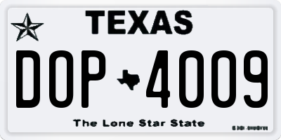 TX license plate DOP4009