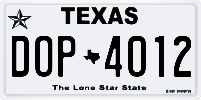 TX license plate DOP4012