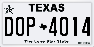 TX license plate DOP4014