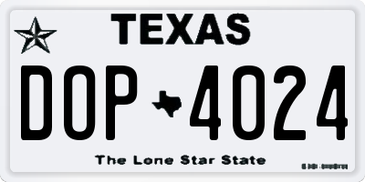 TX license plate DOP4024